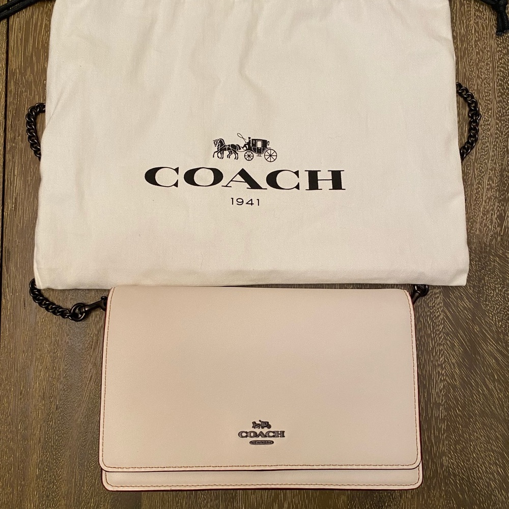SOLD IN CONSIGNMENT Coach Callie Foldover Clutch/Crossbody Chalk White